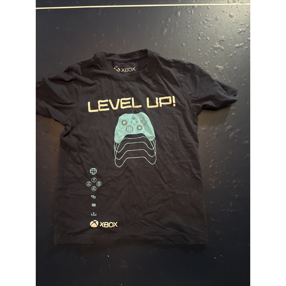 Xbox Boys Level Up Graphic T-Shirt Navy Blue Controller Gamer Tee Size S 6/7
